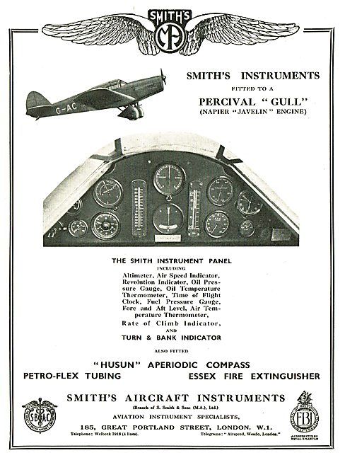 Smiths Aircraft Instruments For The Percival Gull                