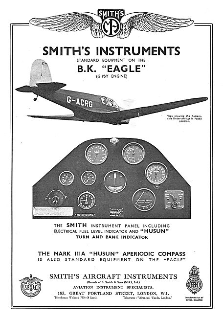 Smiths Instruments Fitted As Standard To The B.K.Eagle G-ACRG    