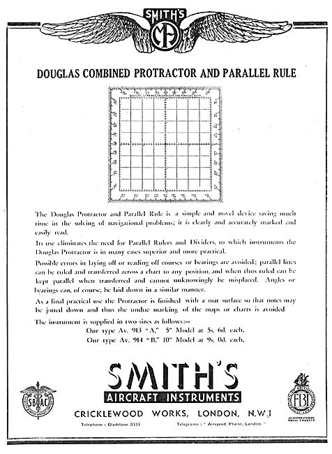 Smiths Combined Douglas Protractor & Parallel Rule               