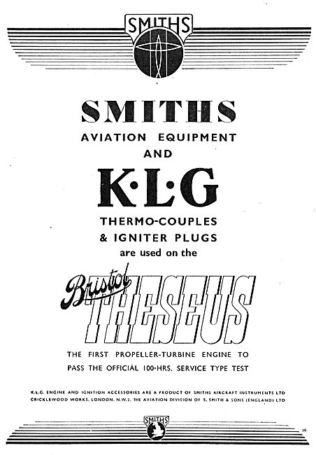 Smiths Aircraft Instruments - KLG Sparking Plugs & Igniters      
