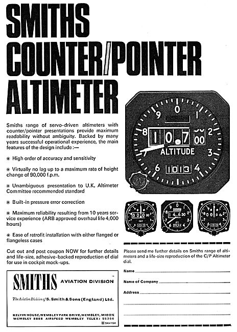 Smiths Counter Pointer Servo Altimeter                           