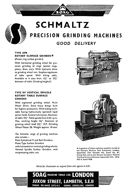 Soag Machine Tools: Schmaltz Precision Grinding Machines         