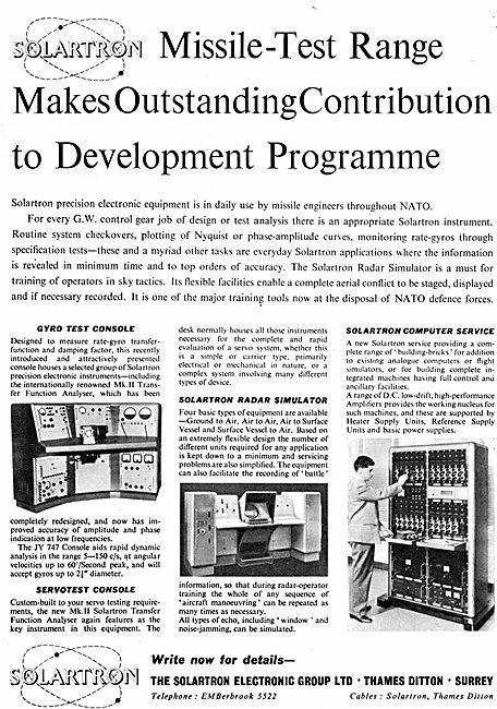 Solartron Missile Test Range Equipment - Solartron Electronics   