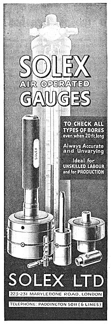 Solex Air Operated Engineering Check Gauges 1943                 