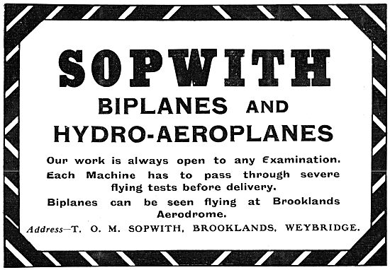 Sopwith Biplanes & Hydro-Aeroplanes 1912                         