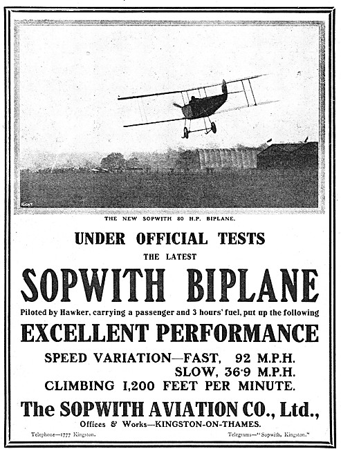 Sopwith 80hp Biplane 1913                                        