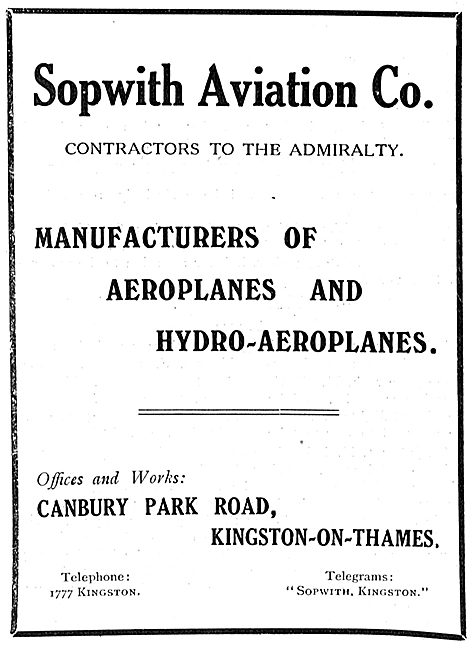 Sopwith Aviation Co - Canbury Park Road Kingsaton-On-Thames      