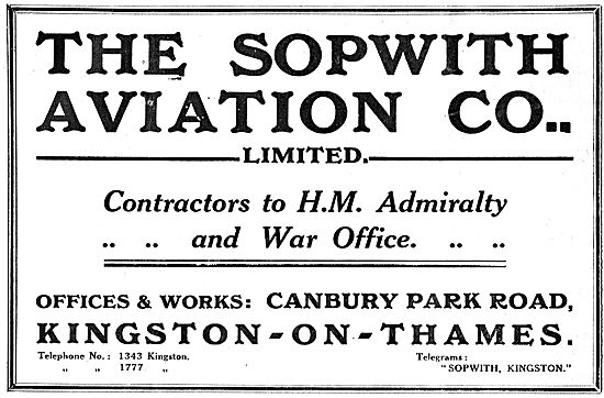 The Sopwith Aviation Co Ltd Contarctors To The War Office        