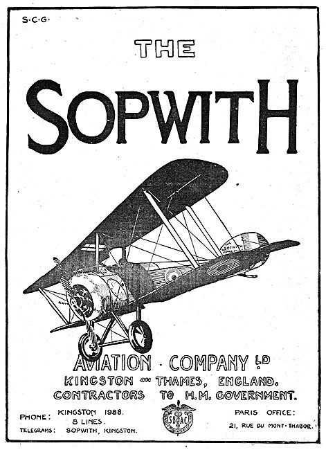 The Sopwith Aviation Co Ltd. Contractors To HM Government        
