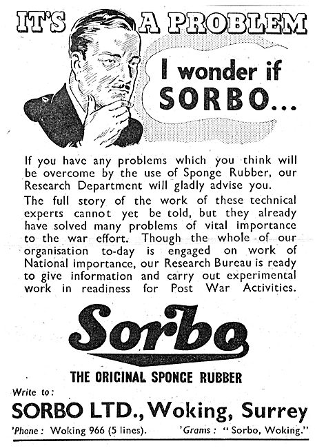 Sorbo Sponge Rubber Components 1943                              