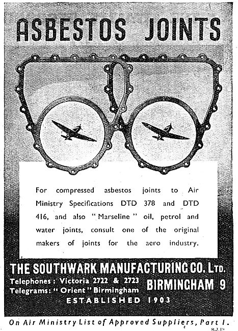 Southwark Manufacturing Asbestos Joints 1942 Advert              