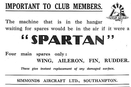 Choose Simmonds For Spartan Main Spares - Wing, Aileron & Fin    