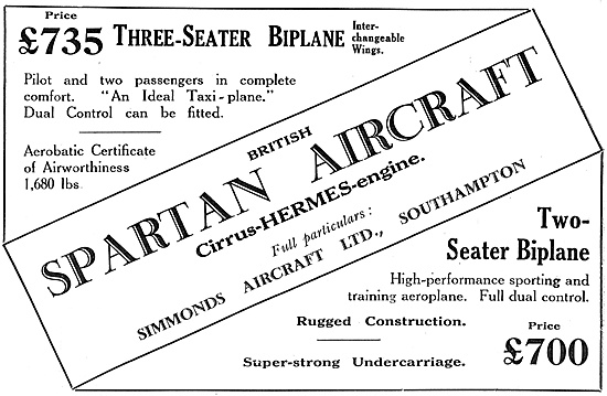 Simmonds Spartan 3 Seater Biplane: £735                          