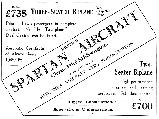 Simmonds Spartan Three Seater Biplane £735 (Cirrus-Hermes)       