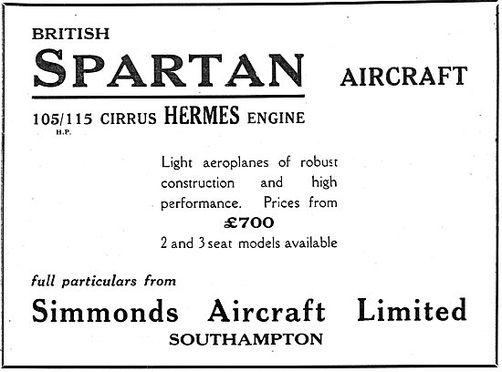 British Spartan Aircraft - 110/115 HP Cirrus Hermes Engine       