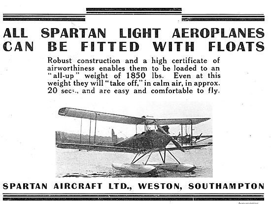 All Simmonds Spartan Aircraft Can Be Fitted With Floats.         