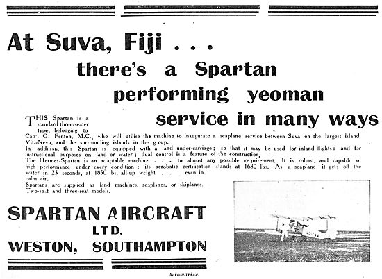 Simmonds Spartan Aircraft Performing Good Service At Suva, Fiji  