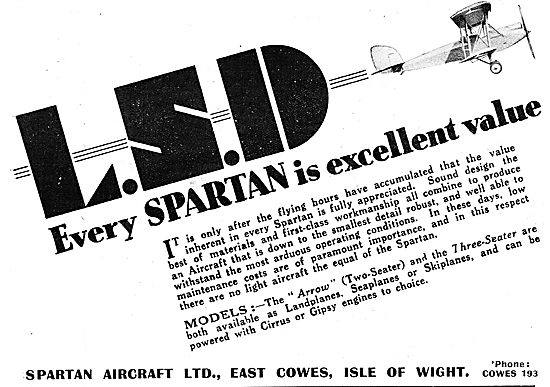 Spartan Arrow Aircraft - Gipsy Or Cirrus Engine Options          