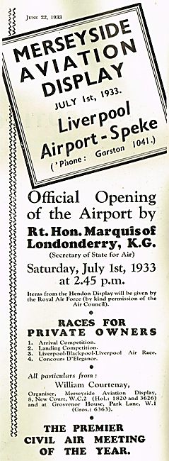 Display To Mark Opening of Liverpool Speke Airport               