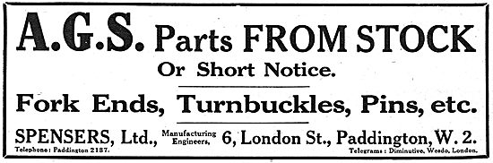 Spensers Ltd. 6 London St, Paddington.  AGS Parts                