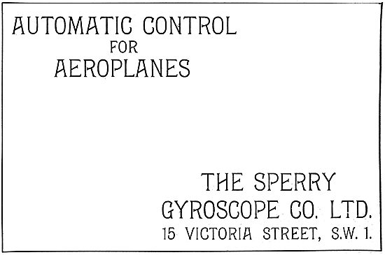 Sperry Automatic Controls For Aeroplanes 1917 Advert             