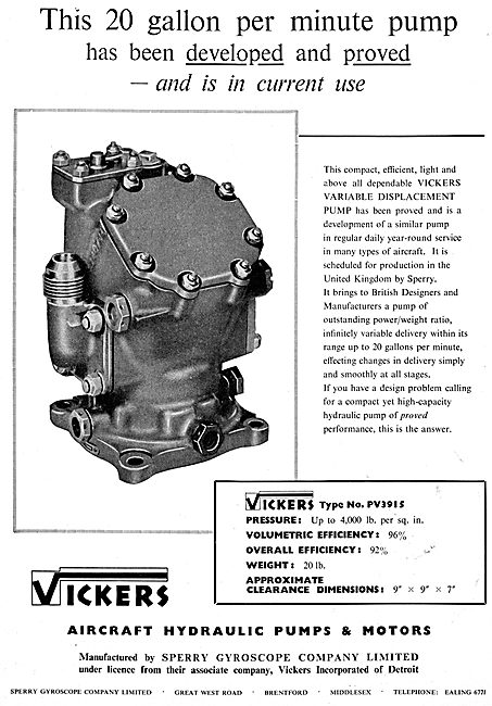 Sperry Vickers Hydraulic Pumps & Motors                          