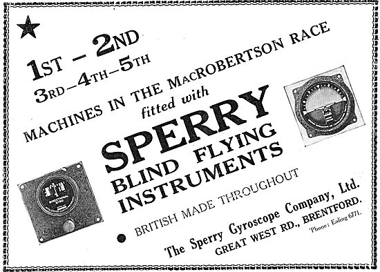 Sperry Blind Flying Instruments - MacRobertson Air Race          