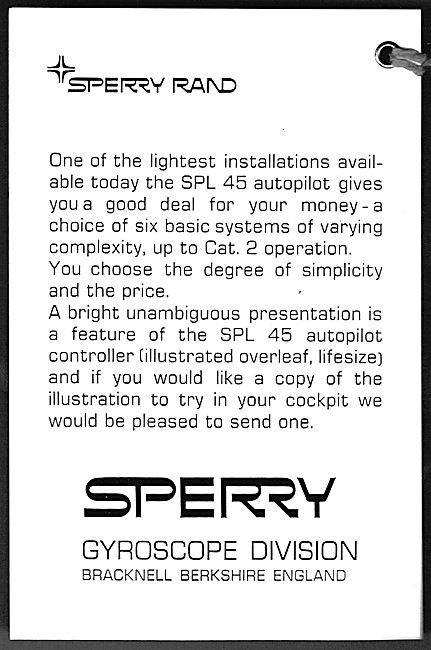 Sperry Rand Flight Systems - SPL 45 Autopilot                    