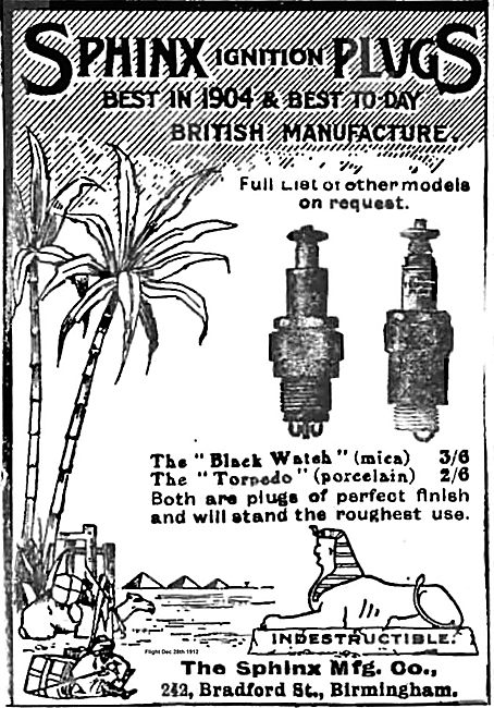 Sphinx Ignition Plugs For Aeroplane Engines                      