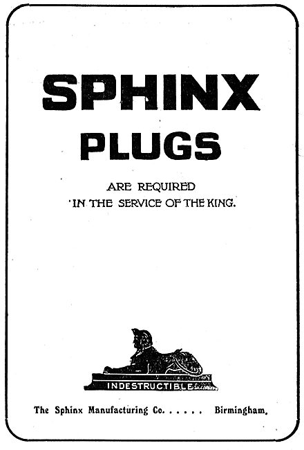 Sphinx Aero Sparking Plugs Required In The Service Of The King   