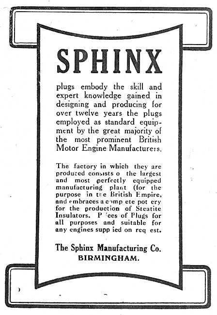Sphinx Park Plugs 1916                                           