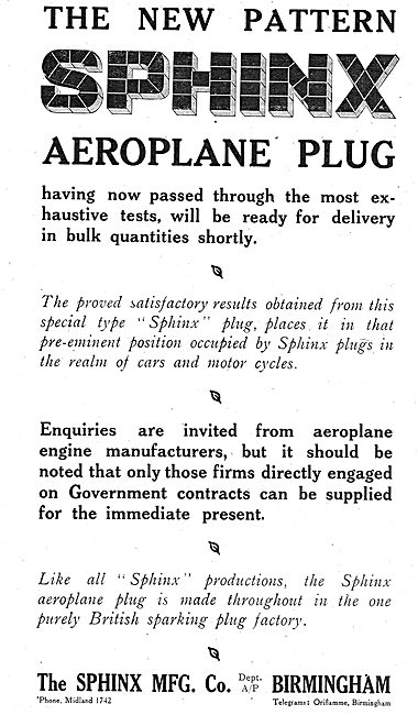 The New Pattern Sphinx Aero Engine Sparking Plug                 