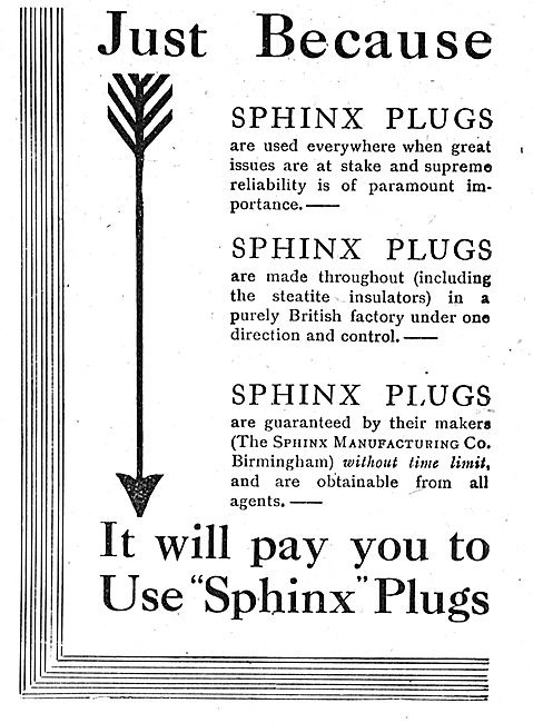 It Will Pay You To Fit Sphinx Aero Engine Sparking Plugs         