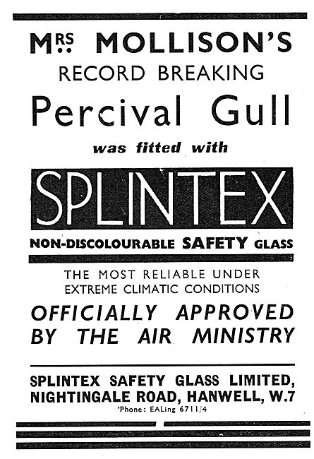 Splintex Non-Discolourable Aircraft Safety Glass: Mrs Molliso    