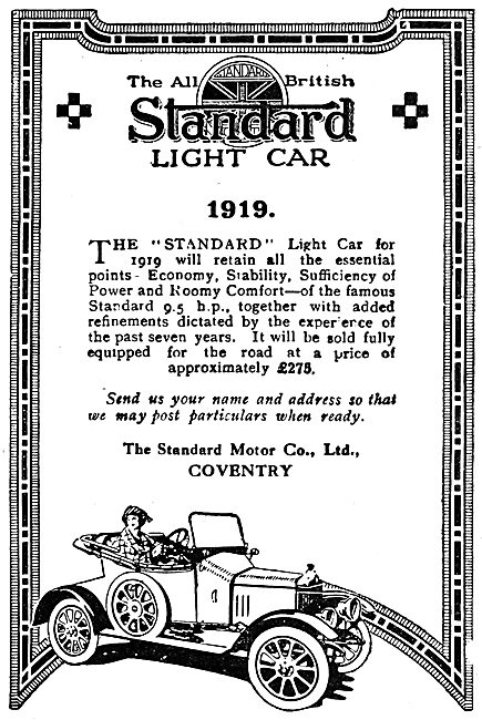 Standard Motor Cars. 1919                                        