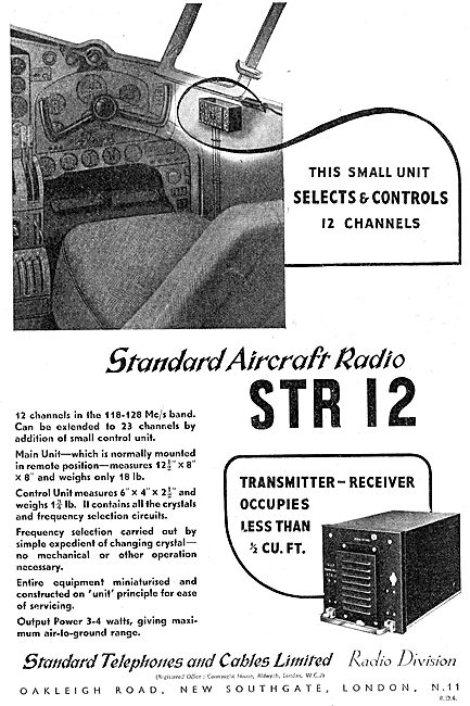 Standard Radio STC STR12 VHF Aircraft Transmitter Receiver       