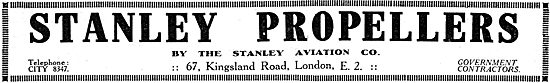 Stanley Aviation - WW1 Stanley Propellers                        