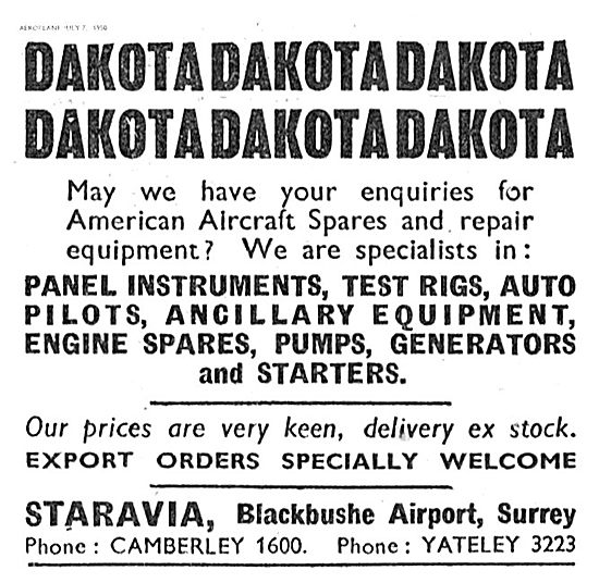 Staravia Specialists In Dakota Panel Instruments & Engine Spares 