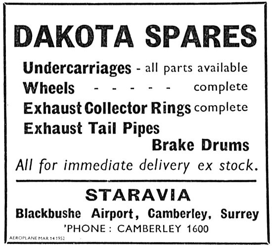 Staravia Has Dakota Spares In Stock At Blackbushe Airport        