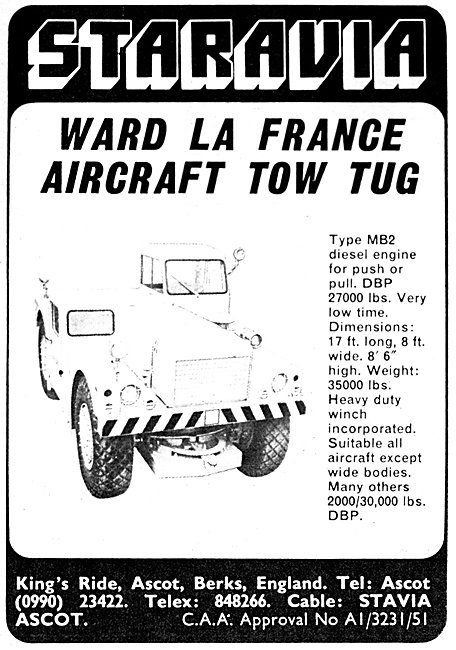 Staravia Aircraft Handling Equipment Ward La France Aircraft Tug 