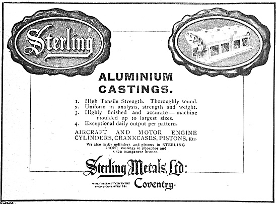 Sterling Metals Coventry - Aluminium Castings 1918 Advert        