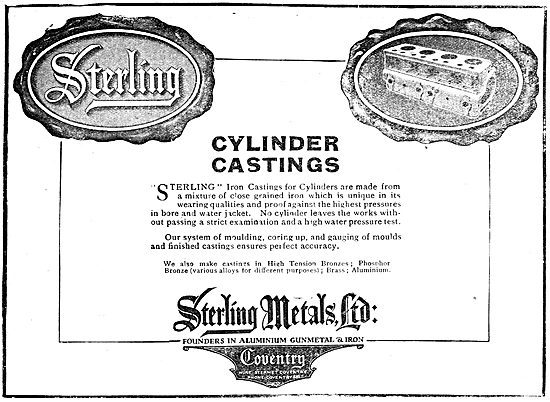 Sterling Metals Coventry - Cast Iron Cylinders 1919              