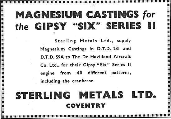 Sterling Metals Coventry - Elektron Castings. DTD 59A            