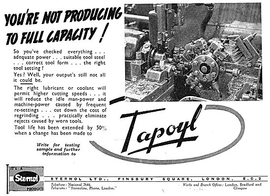 Sternol Machine Tool Cutting Lubricants - TAPOYL                 