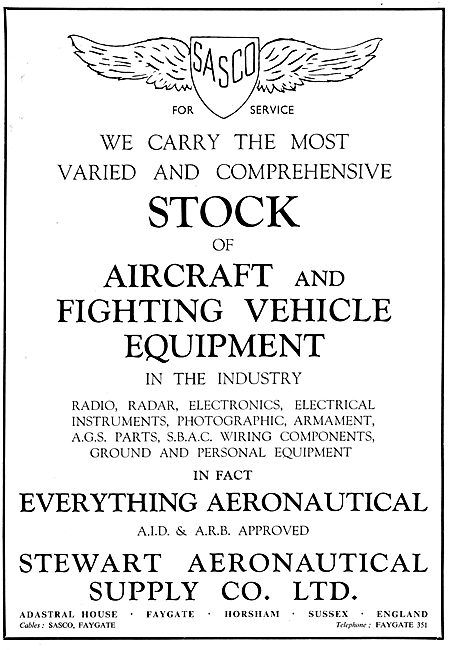 Stewart Aeronautical Supply : SASCO. Aircraft Spares Stockists   