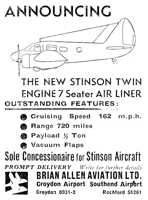 Stinson Twin Engine 7 Seater Airliner - Brian Allen Aviation     