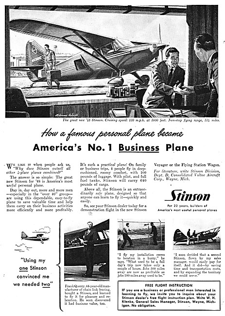 1948 Stinson Advert                                              