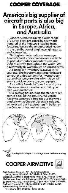 Cooper Airmotive Aircraft Parts Stockists                        
