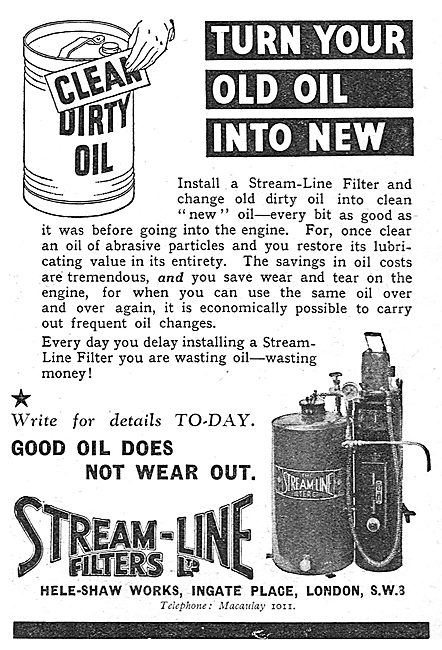 Stream-Line Oil Filters. Waste Oil Reclamation                   