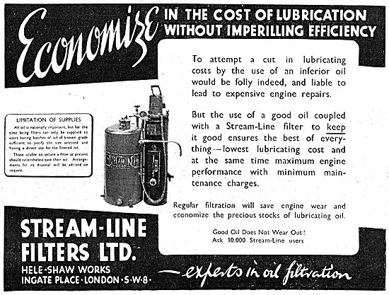 Stream-Line Oil Filters Hele-Shaw Works                          